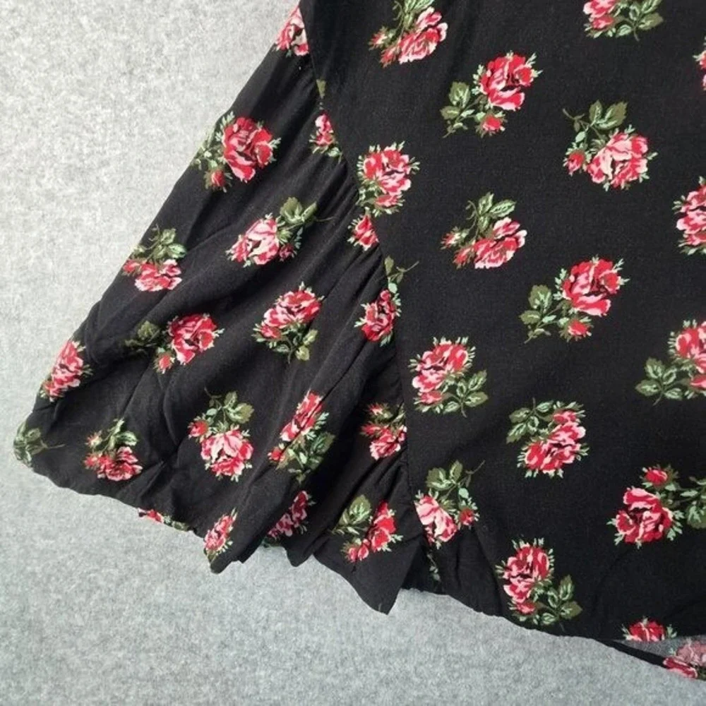 Gap Kids Floral Rose Shift Dress Girls XXL 14-16 Black Ruffle Drop Waist‎ Boho